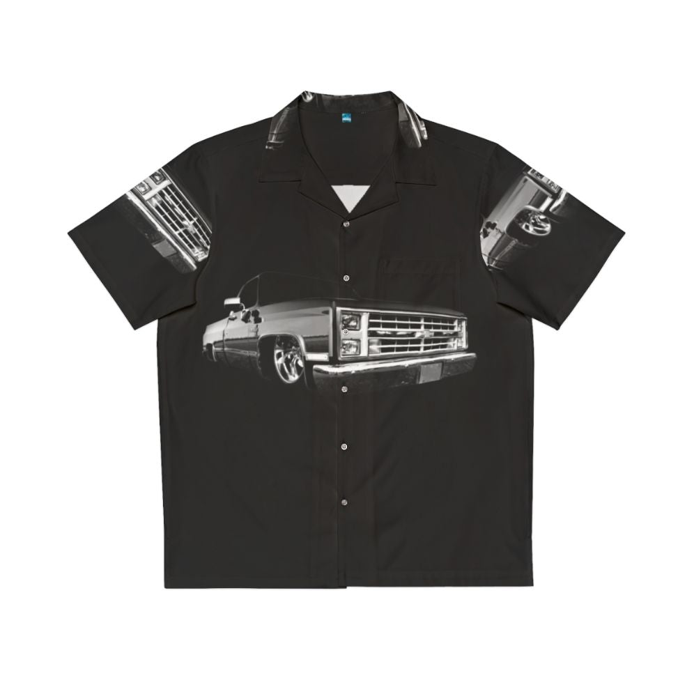 Black Chevy Silverado Square Body Pickup Hawaiian Shirt