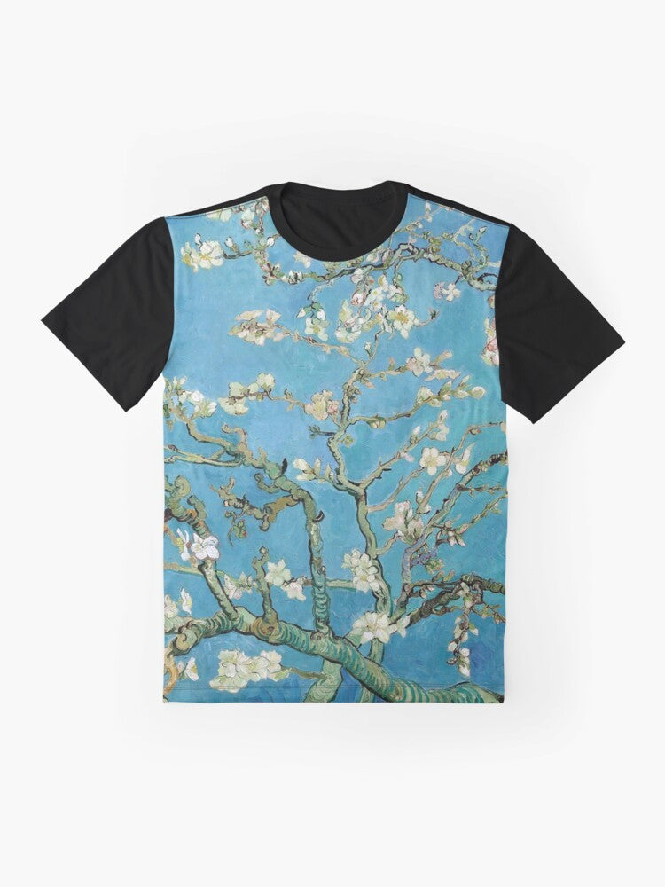 Vintage Impressionist T-Shirt Featuring Van Gogh's Almond Blossom Painting - Flat lay