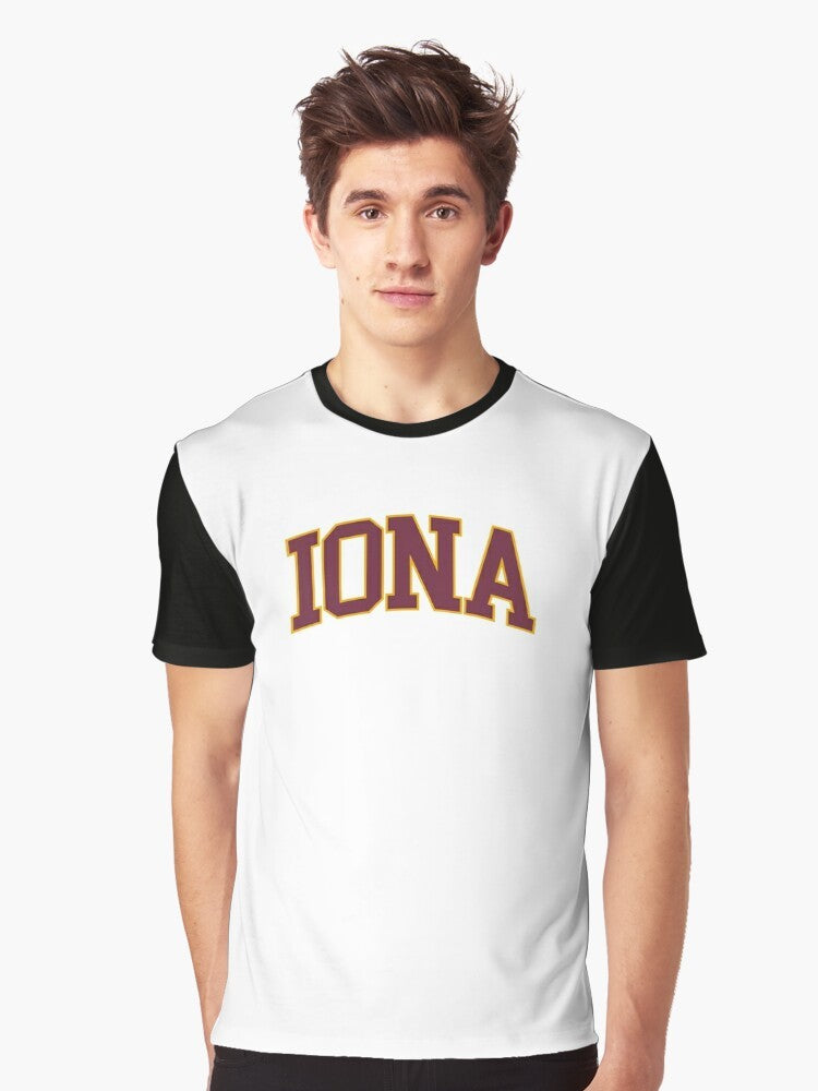 Iona College Font Curved Graphic T-Shirt - Men