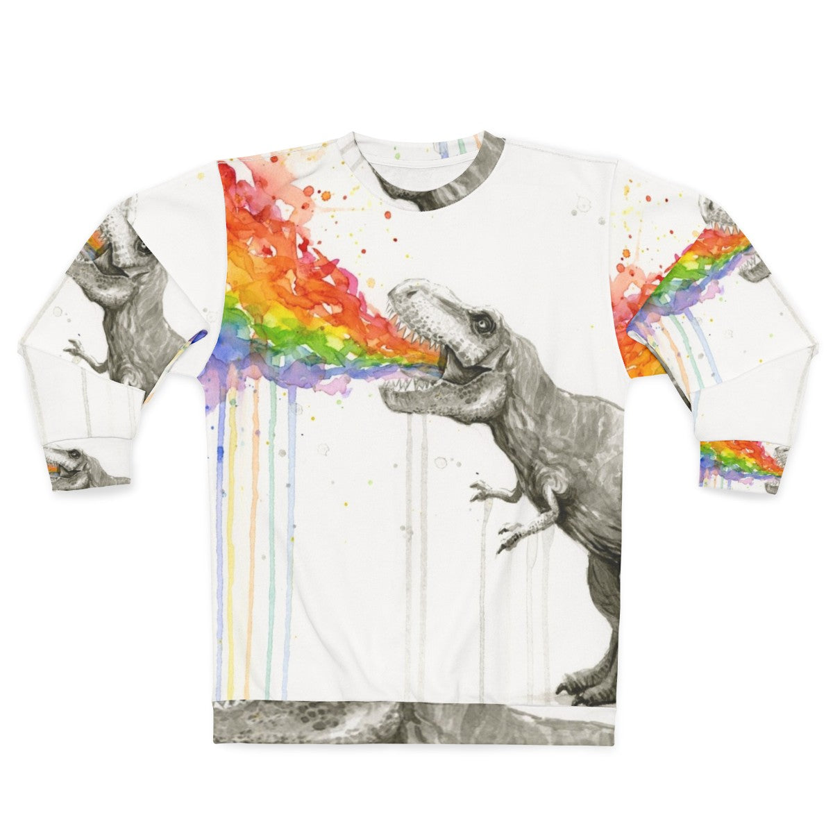 Colorful T-Rex Rainbow 'Puke' Sweatshirt