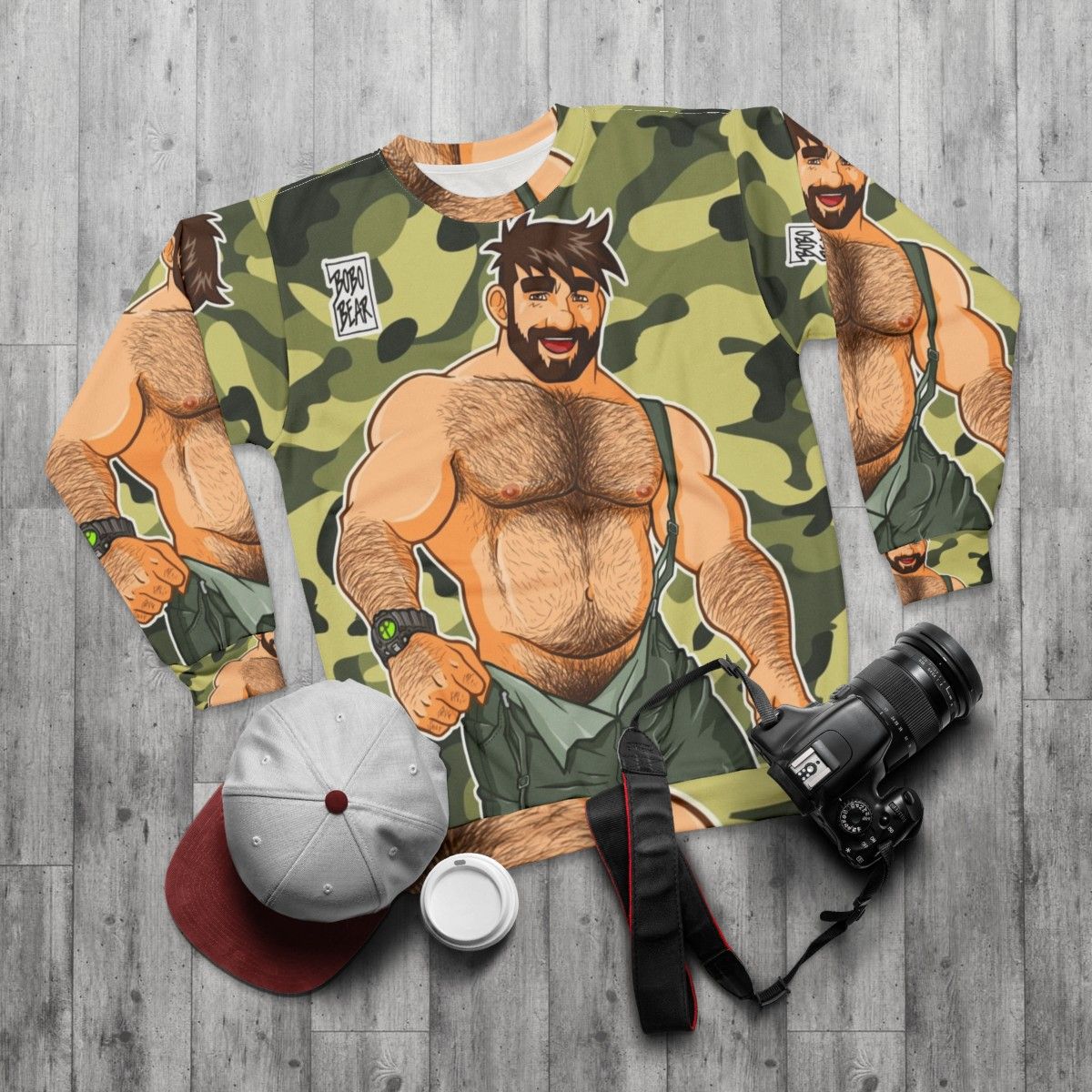 Camouflage sweatshirt for men - flat lay