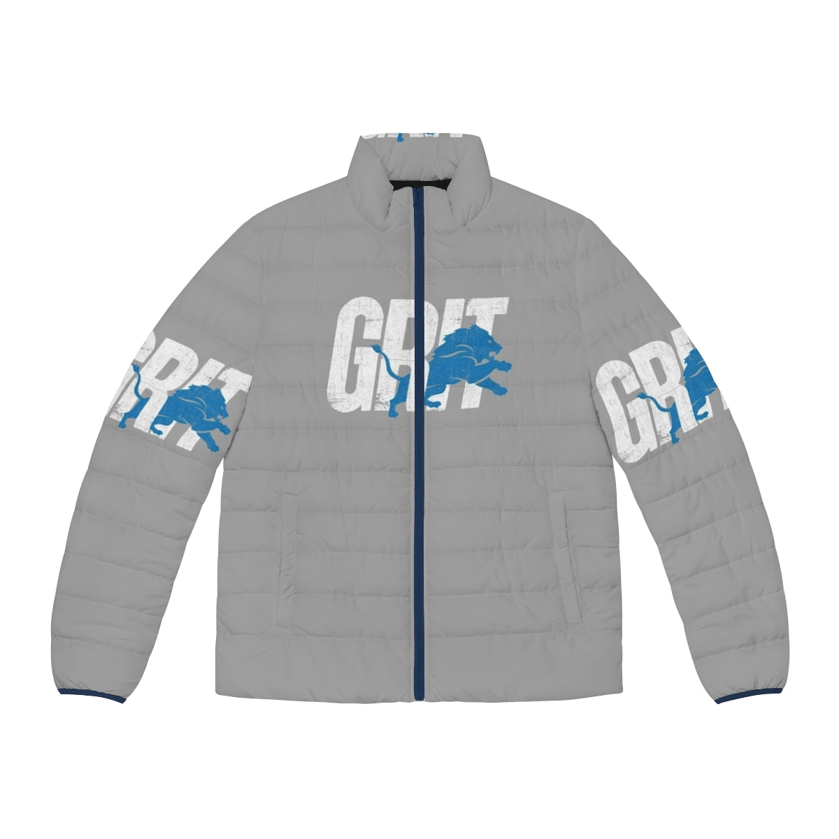 Detroit Grit Puffer Jacket with football graphics