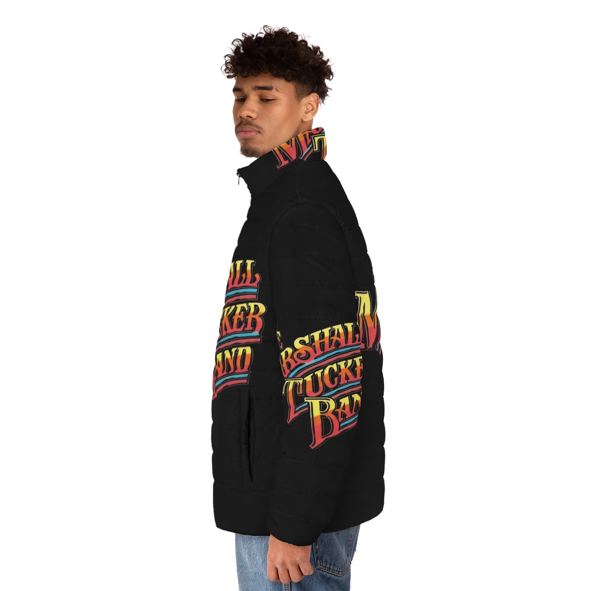 Cozy puffer jacket featuring the iconic Marshall Tucker rock music logo - men side left