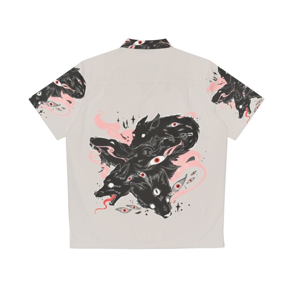 Wild wolves with many eyes printed on a Hawaiian-style shirt - Back