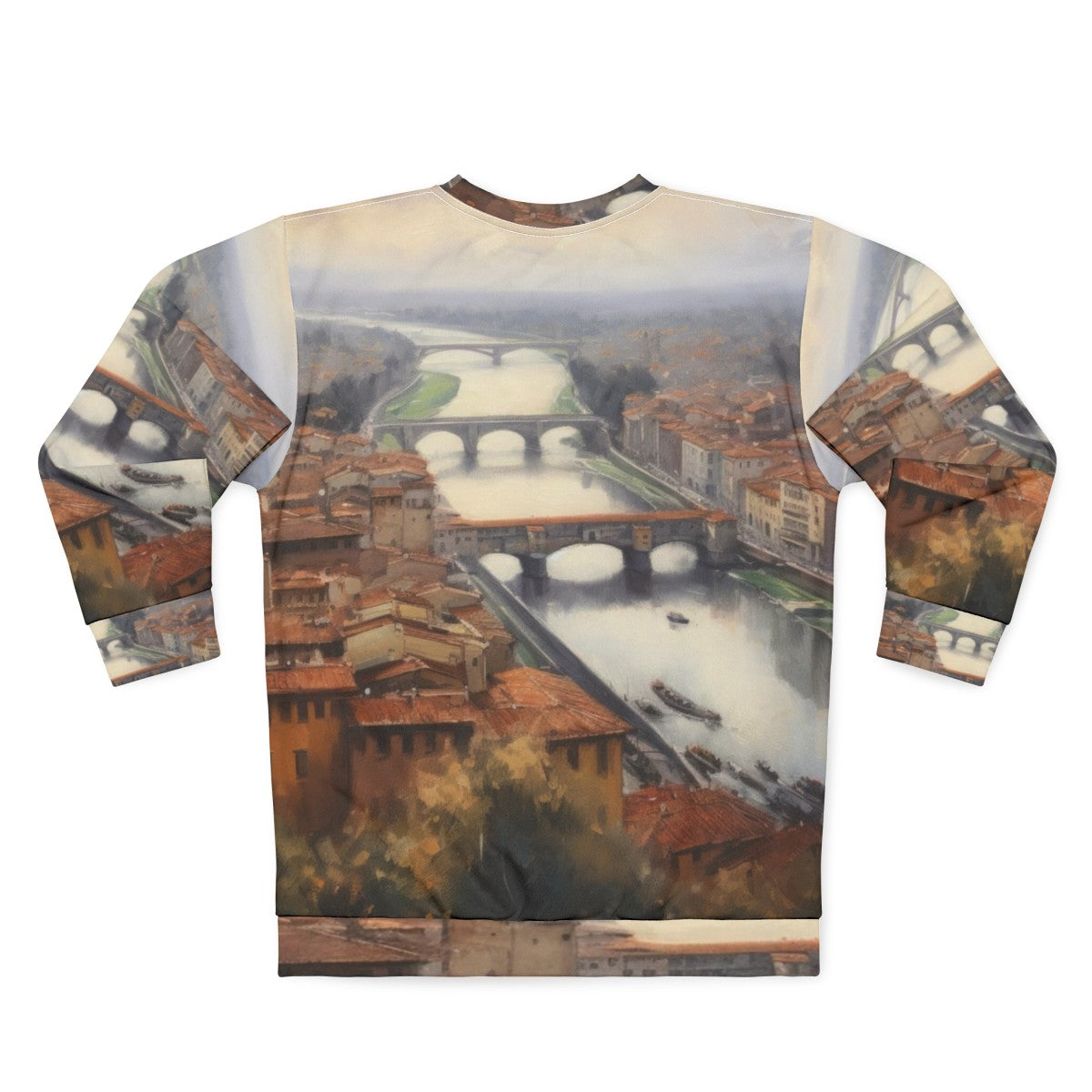 Florence Italy Sweatshirt with Cathedral and Landscape Artwork - Back