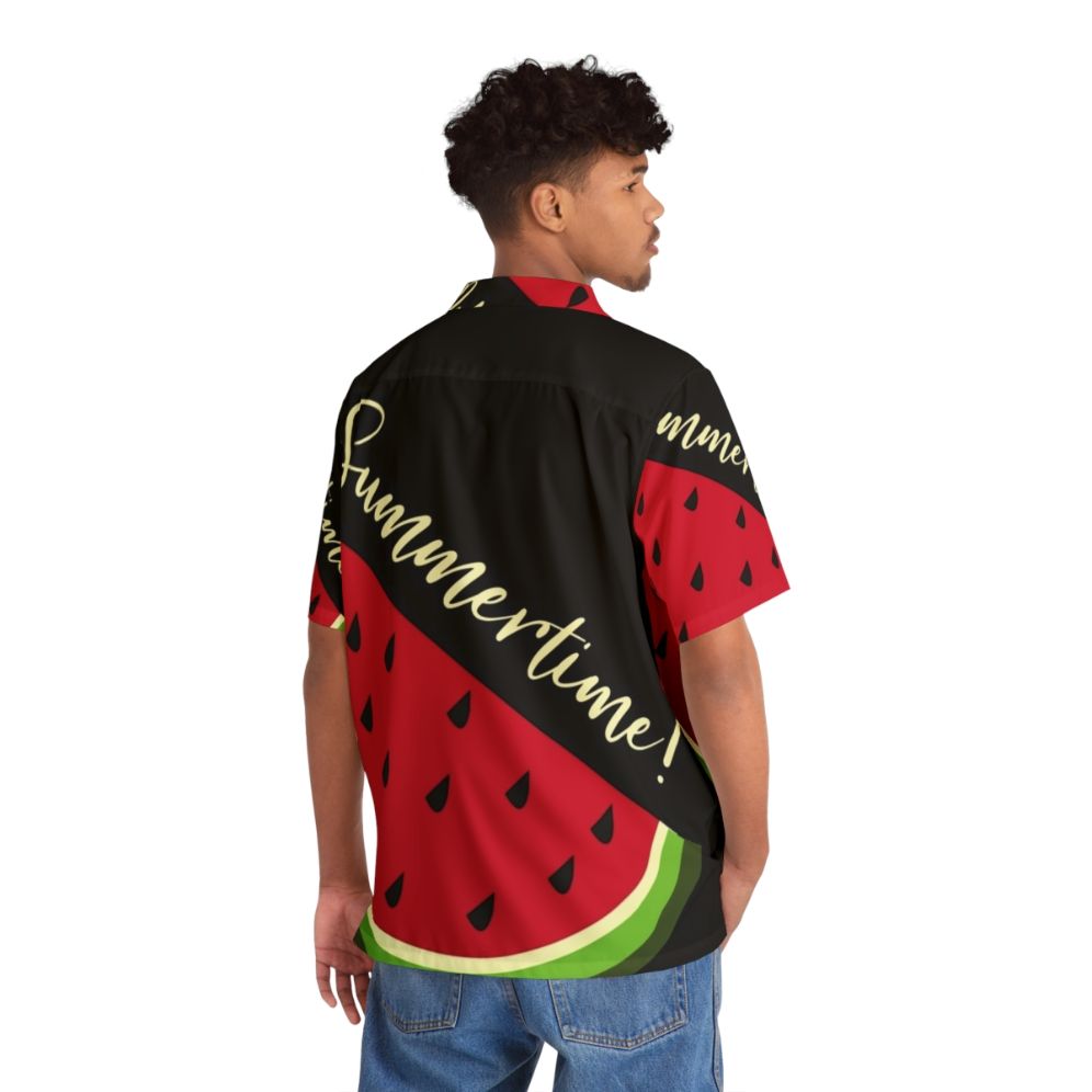 Watermelon print black Hawaiian shirt - People Back