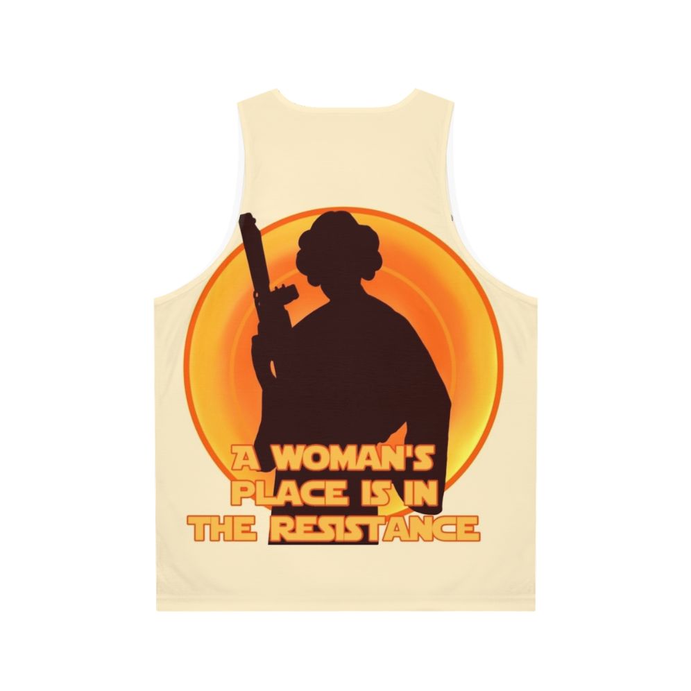 Feminist unisex tank top with resistance and star wars design - Back