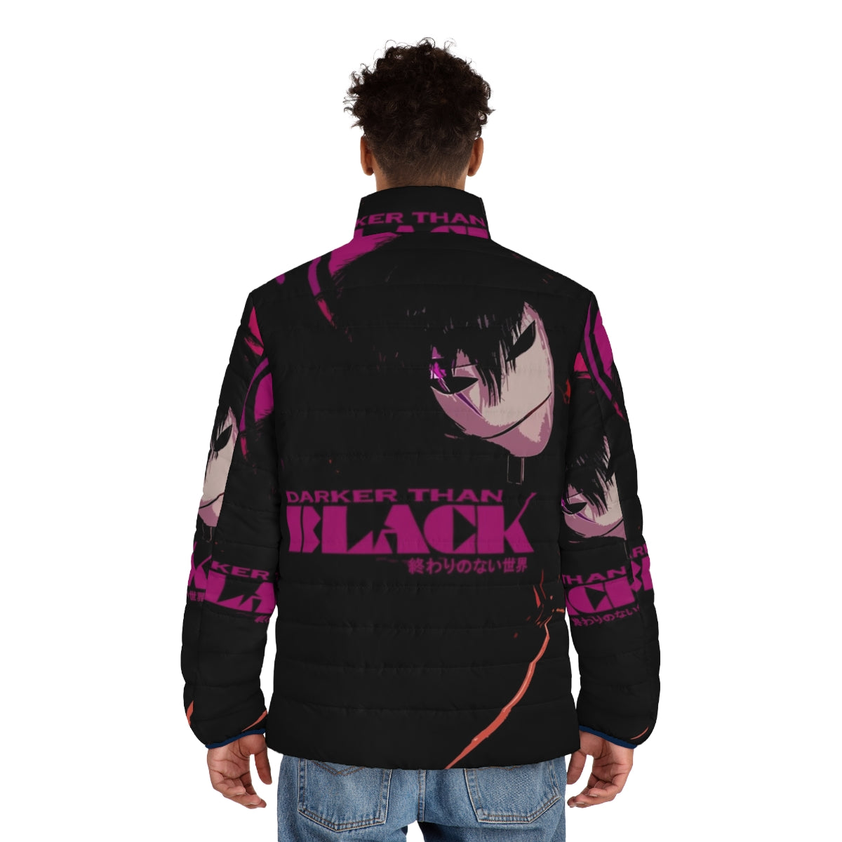 Black reaper puffer jacket, darker than black inspired cosplay - men back