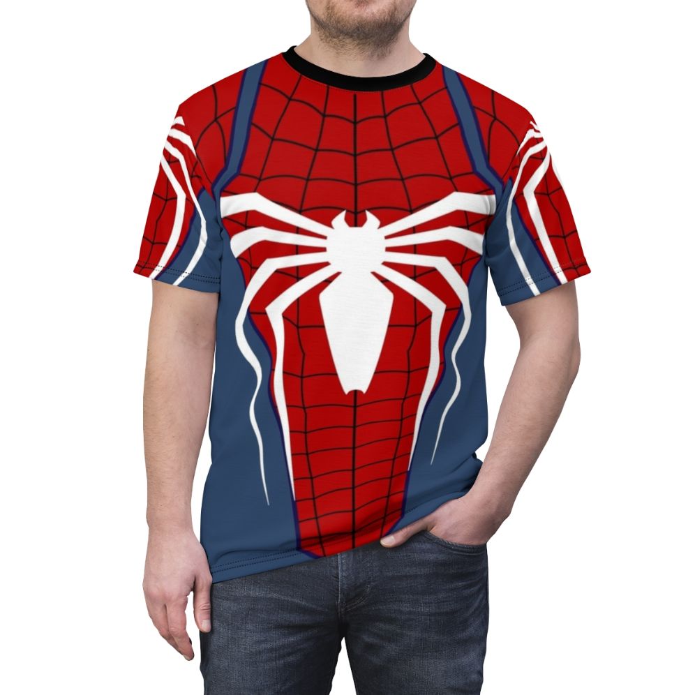 White T-shirt featuring a spider-inspired graphic design for Spider-Man fans - men front