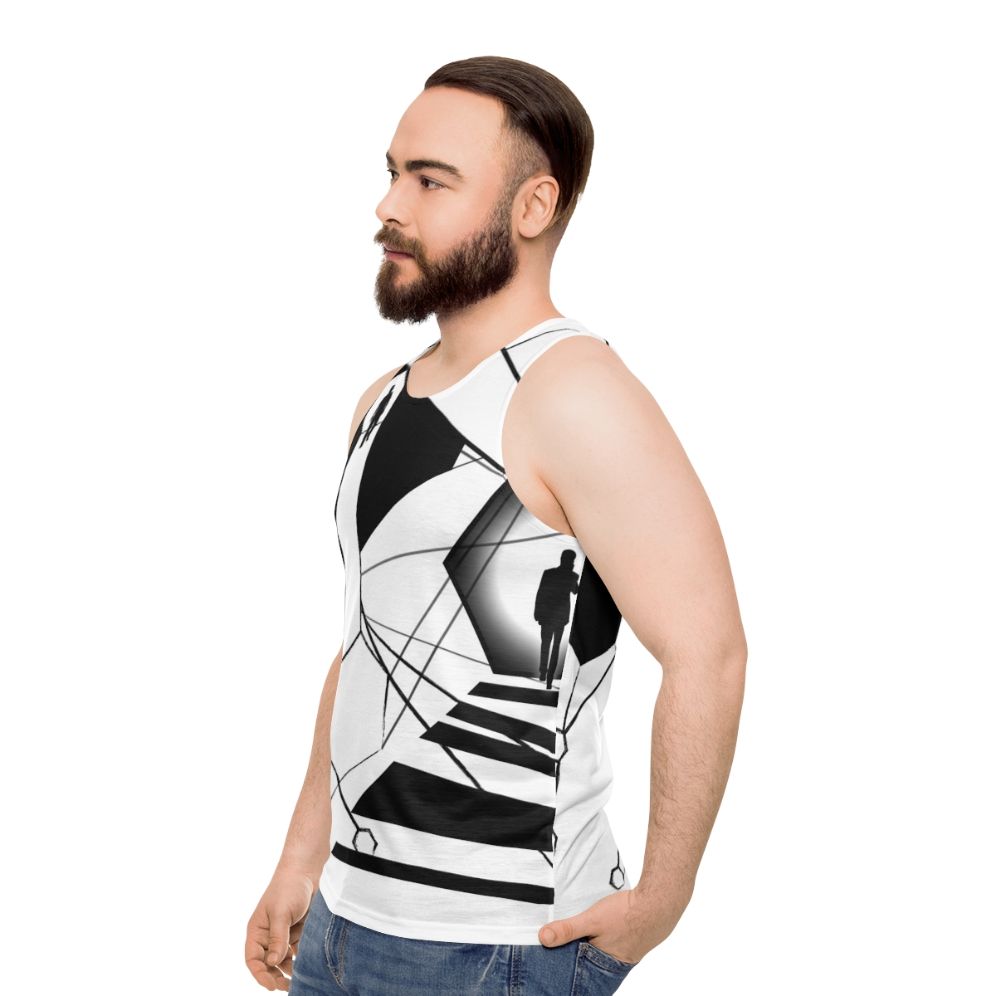 Unisex tank top with universe and celestial pattern design - men side