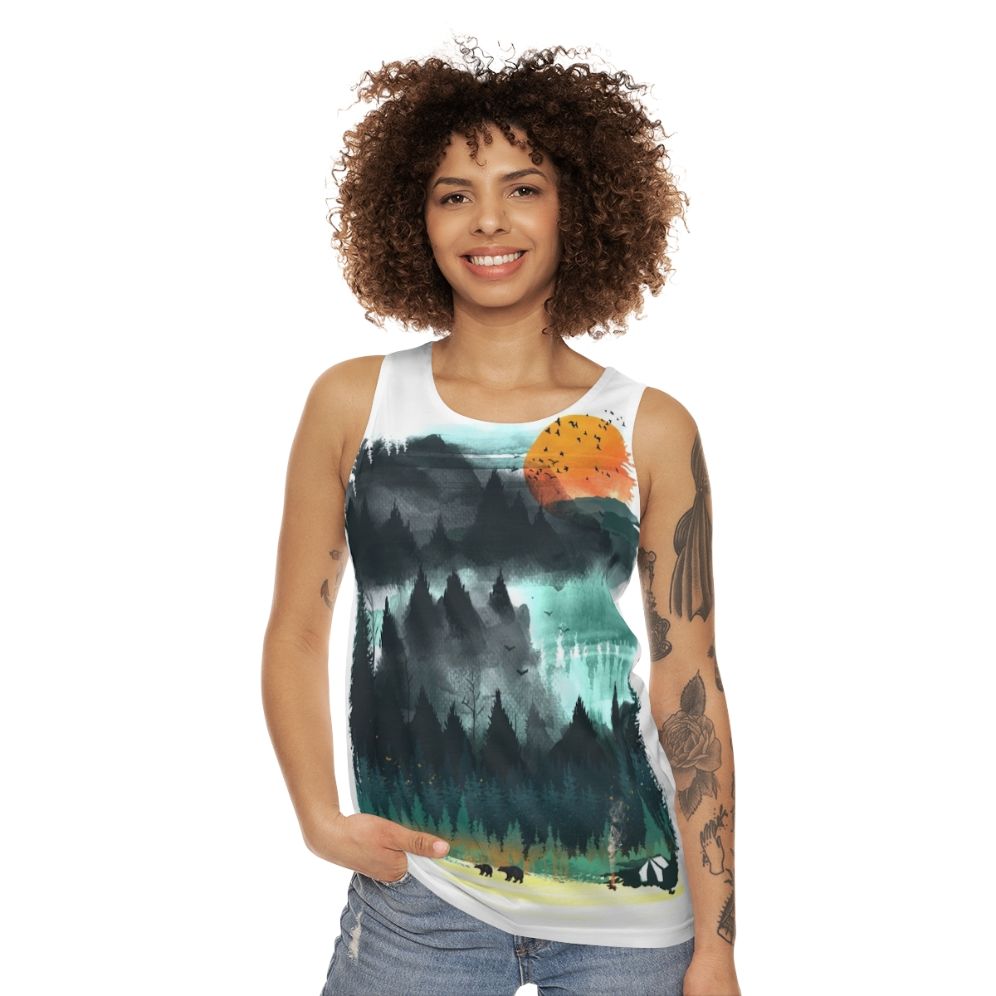 Watercolor wilderness unisex tank top - women