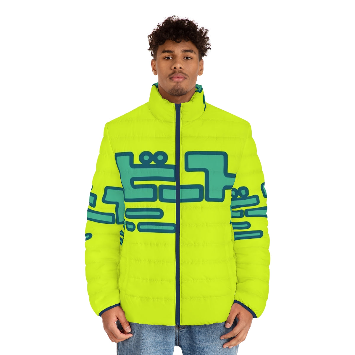 Jet Set Radio Future Puffer Jacket featuring urban streetwear design - men front