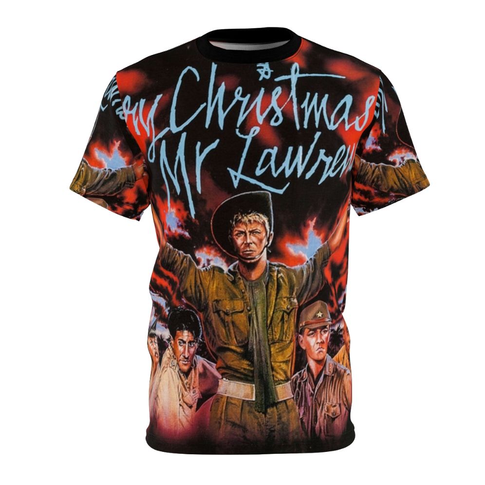 Retro-style t-shirt featuring artwork inspired by the 1983 cult Japanese film "Merry Christmas Mr. Lawrence"