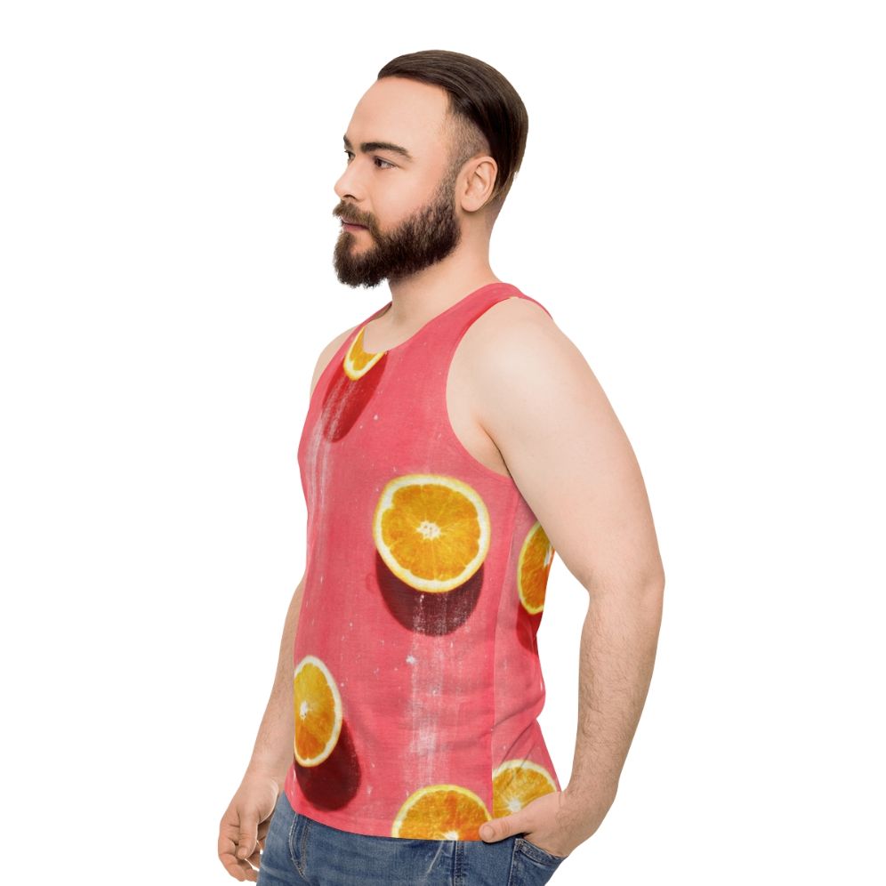 Unisex tank top with colorful fruit graphic design - men side