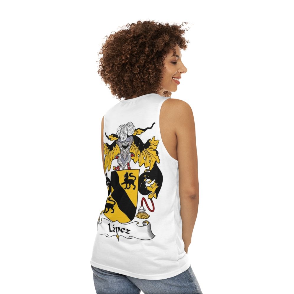 Lopez Coat of Arms Family Crest Unisex Tank Top - women back