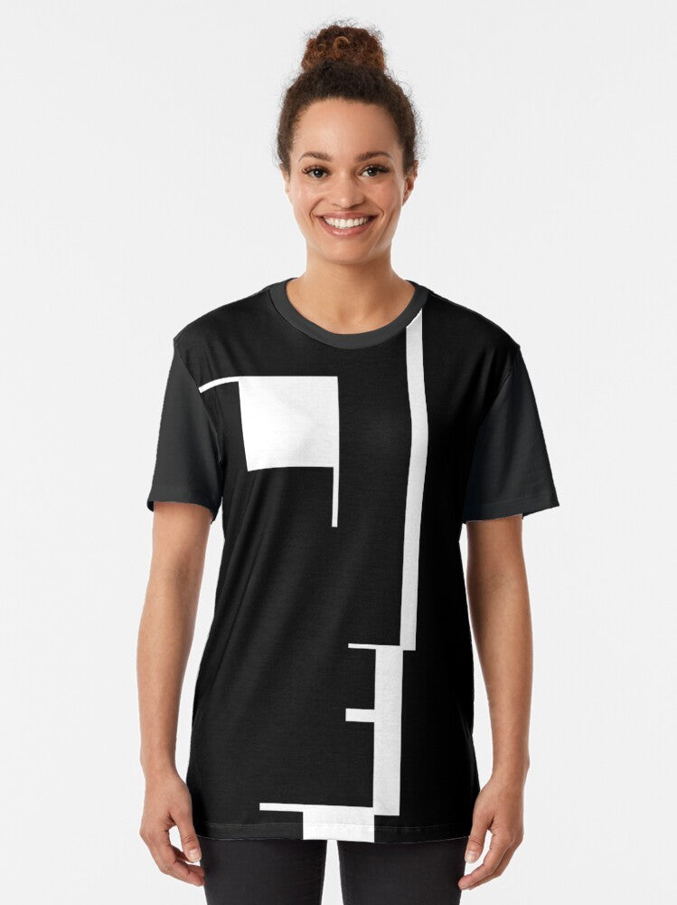 Bauhaus inspired goth graphic t-shirt with industrial and alternative design - Women