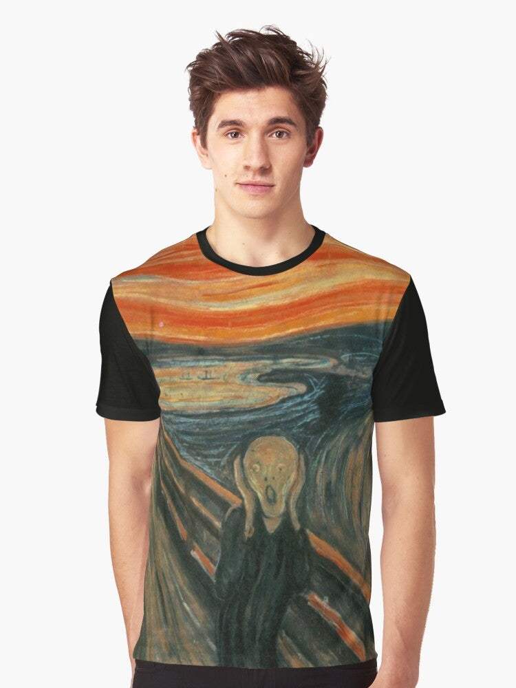 Edvard Munch's famous "The Scream" artwork printed on a high-quality graphic t-shirt - Men