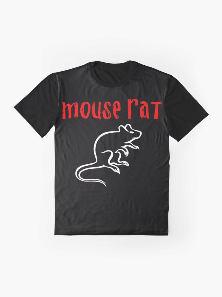 Parks and Recreation Mouse Rat Graphic T-Shirt featuring the iconic band from the TV show - Flat lay