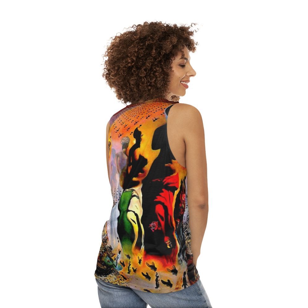 Vintage abstract surreal tank top with modern art inspired by Salvador Dali - women back