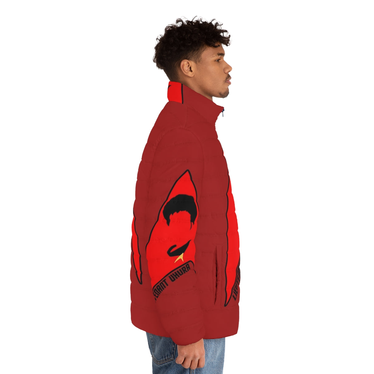 Lieutenant Uhura Star Trek Puffer Jacket with USS Enterprise NCC-1701 Design - men side right