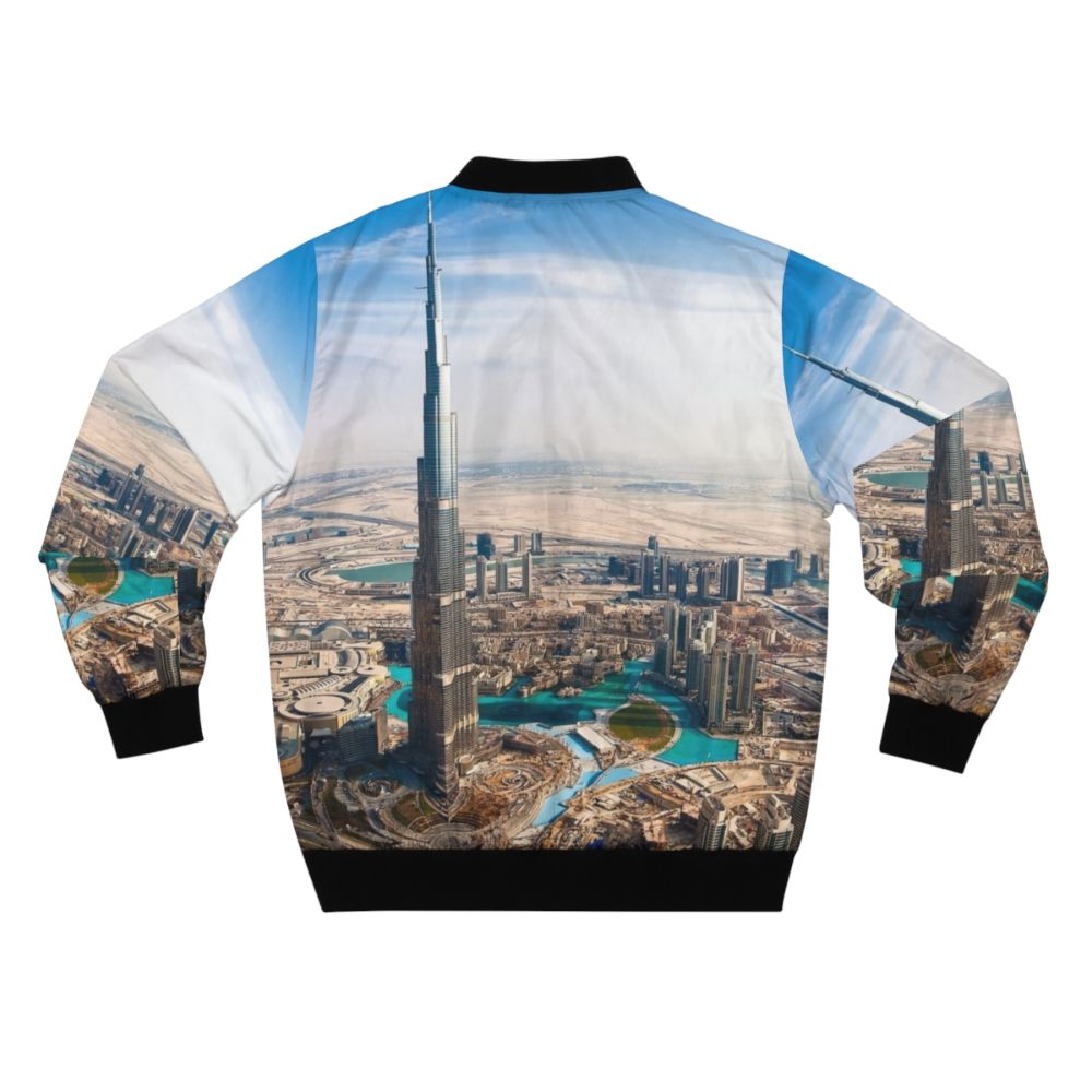 Dubai-inspired bomber jacket with UAE and Burj Khalifa design - Back