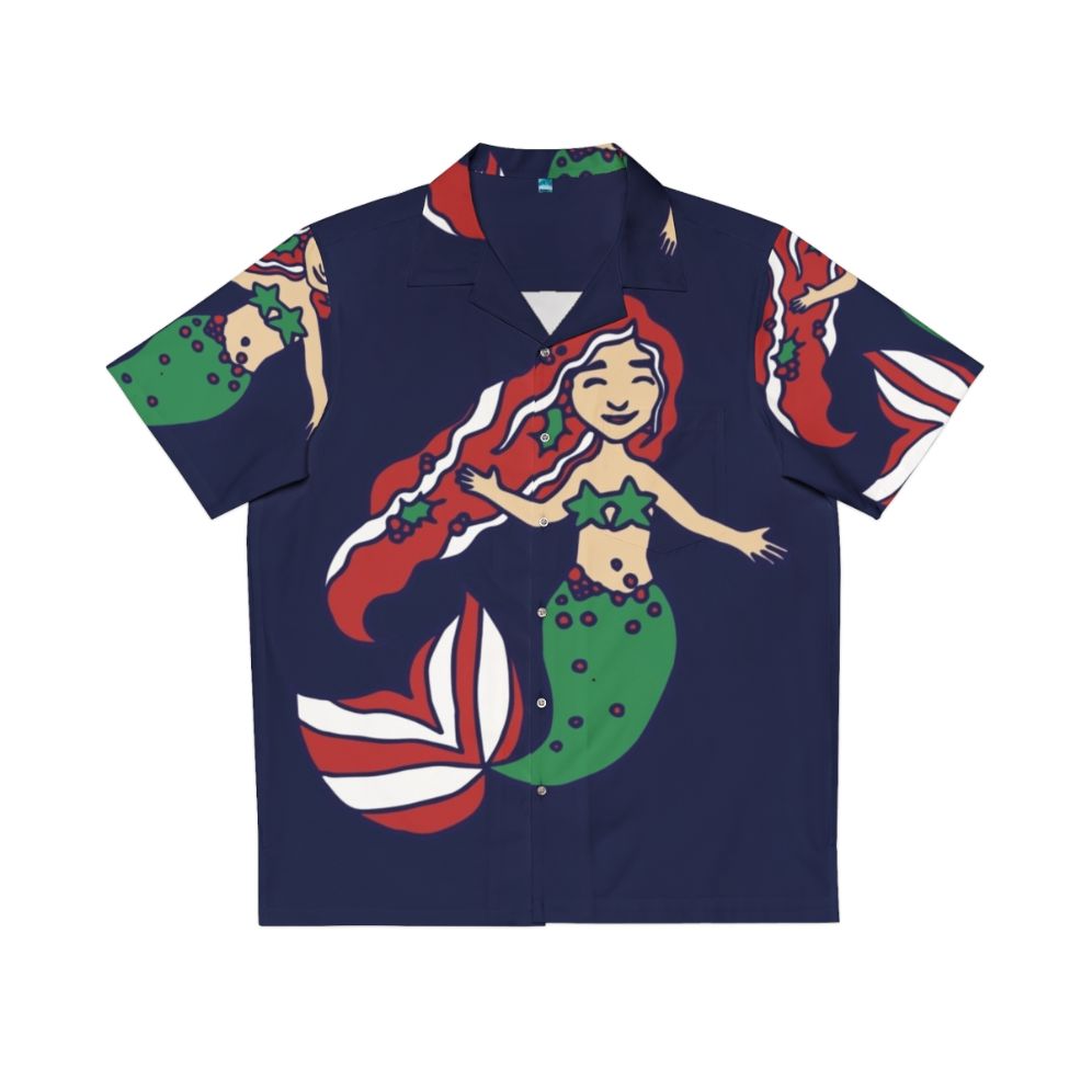 Mermaid Hawaiian Shirt with Christmas Motif