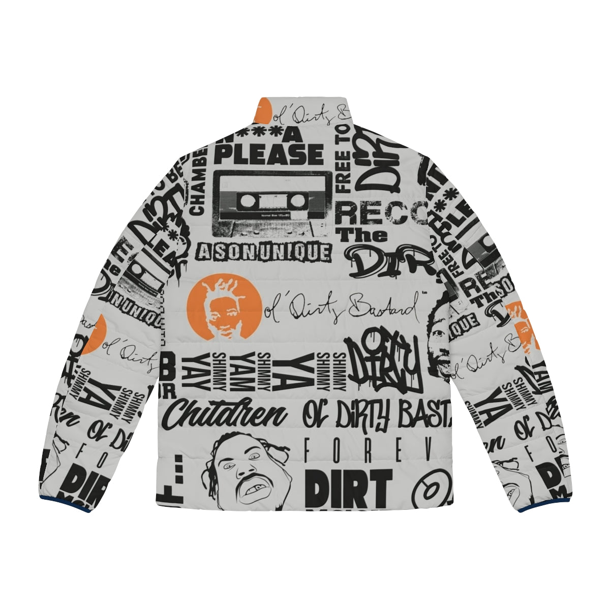 ODB Word Cloud Quotes Puffer Jacket - Officially Licensed Urban Streetwear - Back