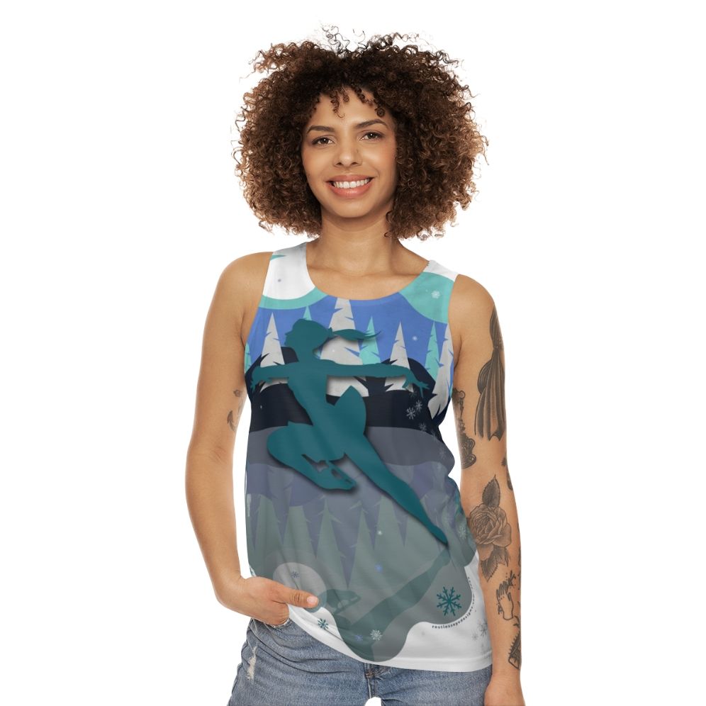 Ice skater wearing unisex tank top - women