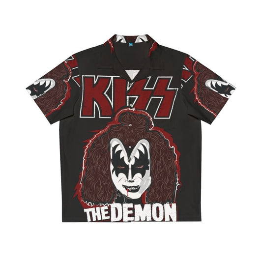 Demon Kiss Hawaiian Shirt featuring the iconic KISS band logo