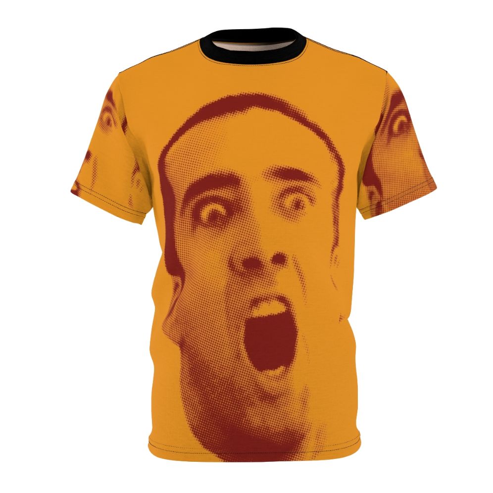 T-shirt featuring a pop art design of Nicolas Cage's iconic face