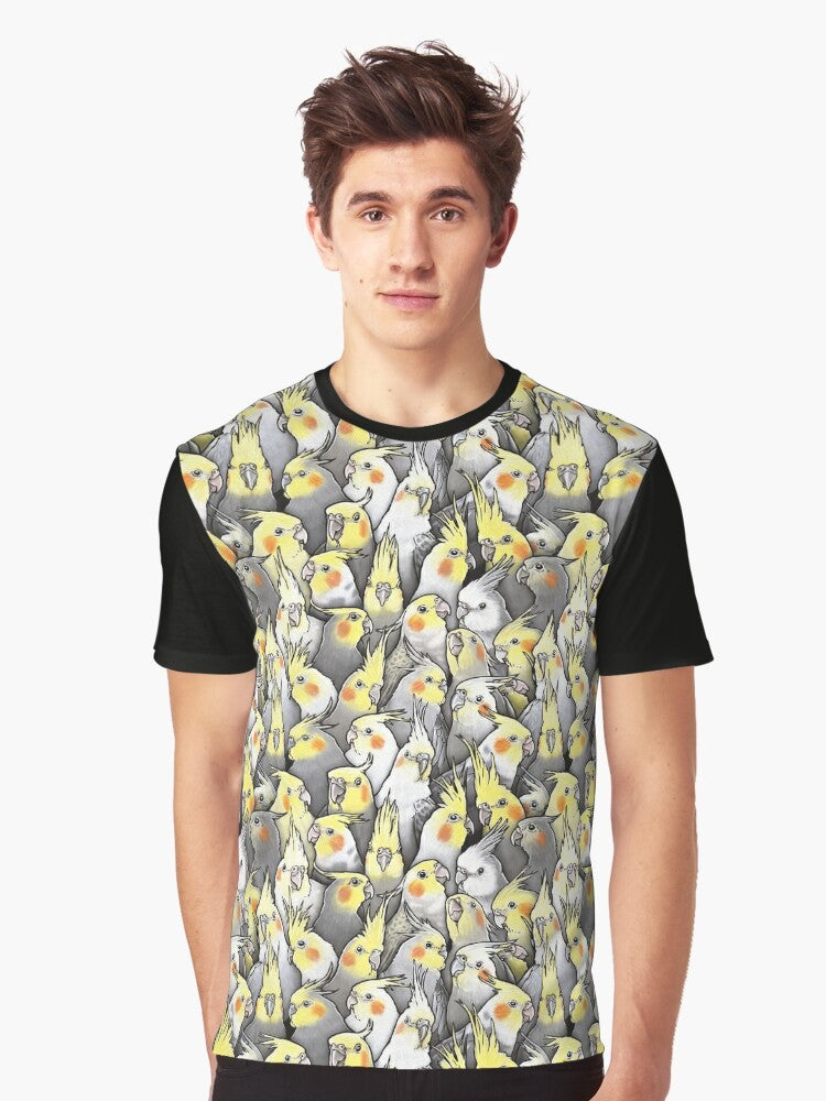 Cute cockatiel bird graphic design on a t-shirt - Men