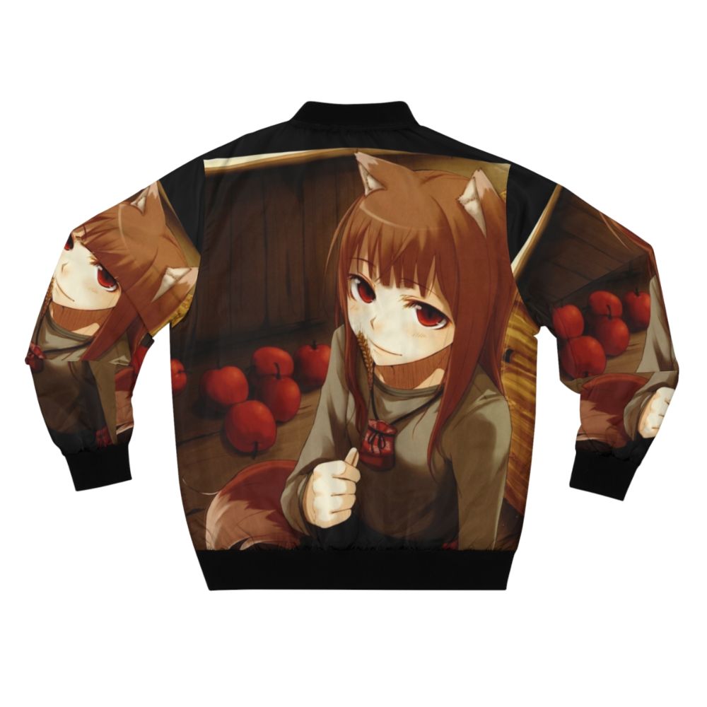 Stylish bomber jacket featuring the beloved anime character Horo from Spice and Wolf - Back