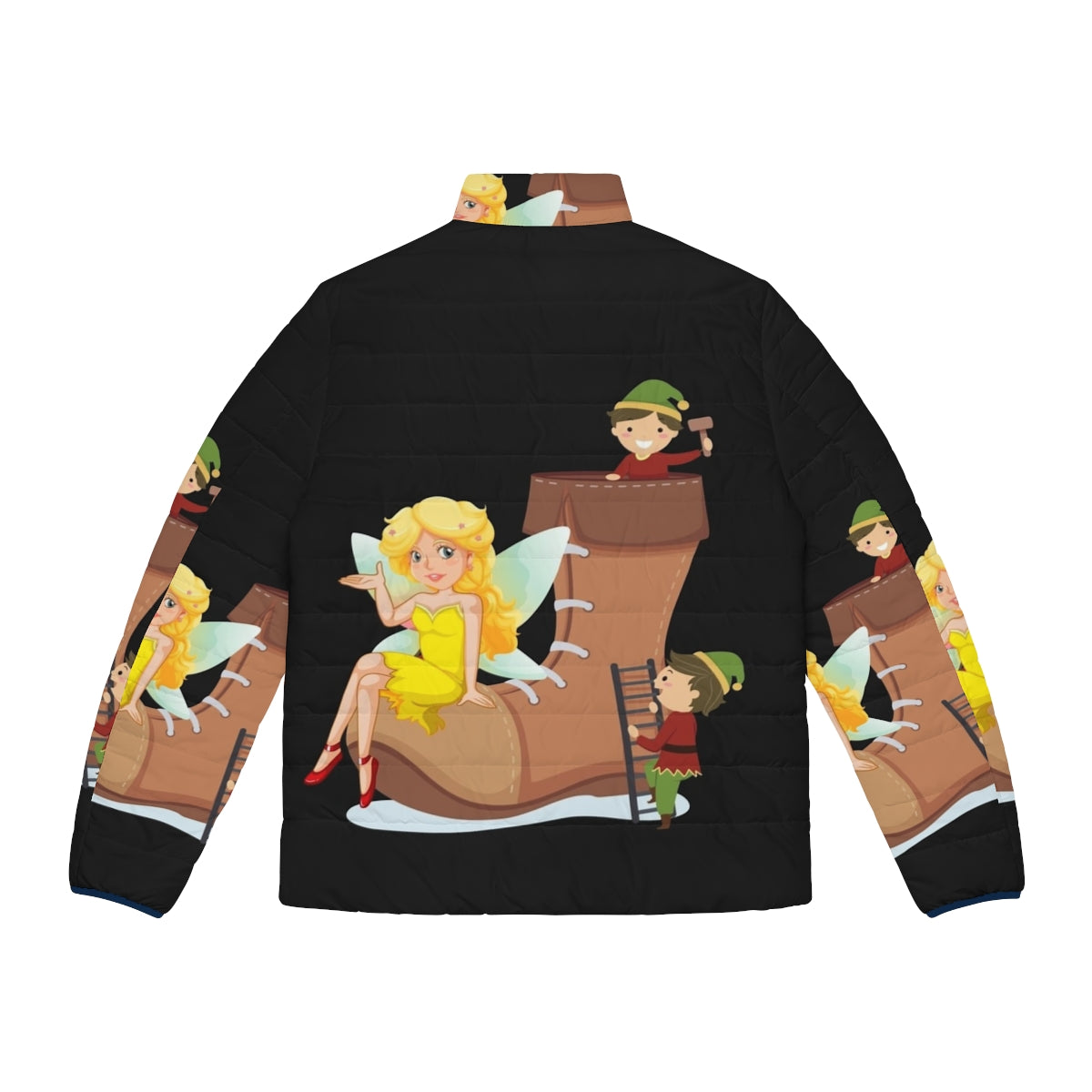 Legendary Animals Puffer Jacket featuring a mystic dragon, unicorn, and other fantasy creatures - Back