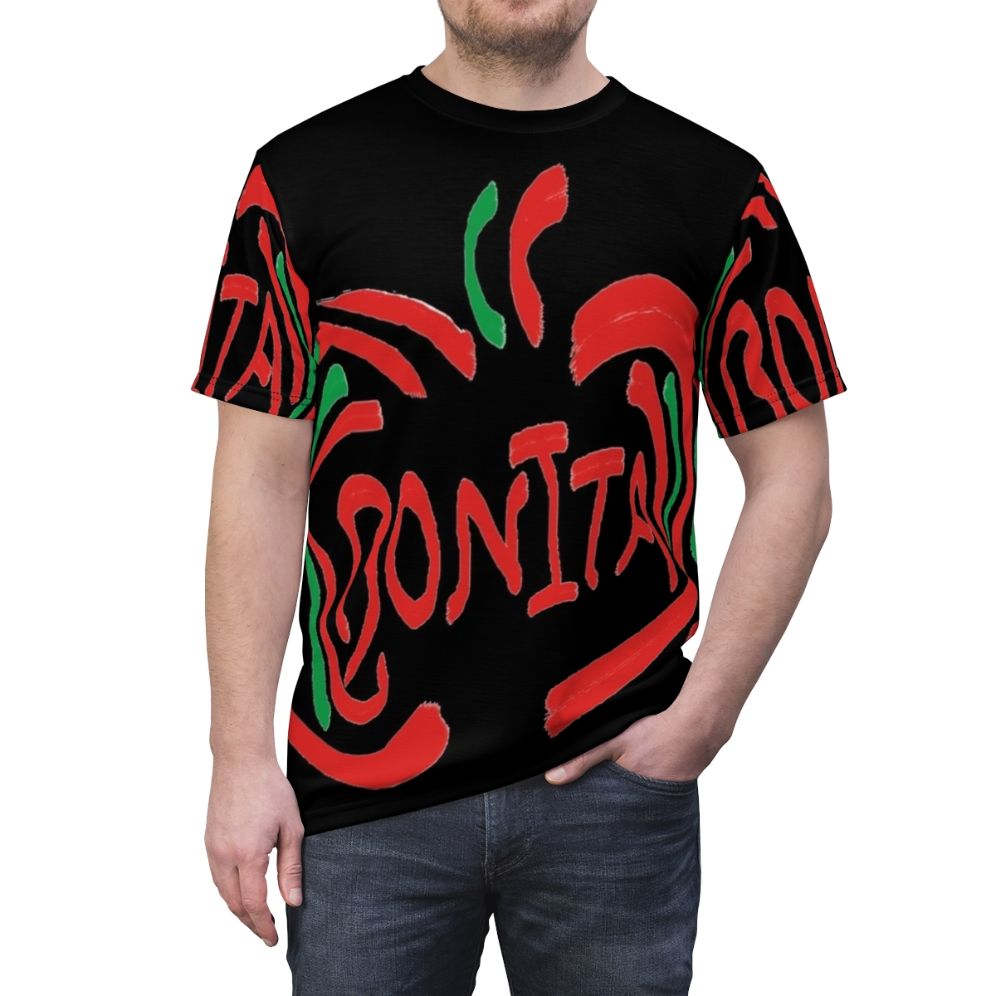 Vintage-inspired graphic tee featuring the Bonita Apple design, a nod to 90s hip hop culture and the classic A Tribe Called Quest song. - men front