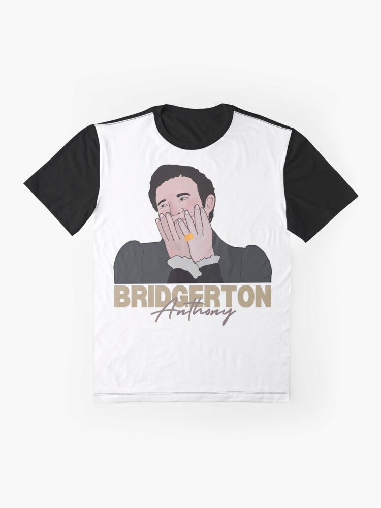 Graphic t-shirt featuring Anthony Bridgerton, a character from the Netflix series Bridgerton. - Flat lay