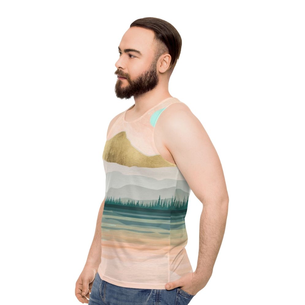 Spring Forest Lake Unisex Tank Top - men side