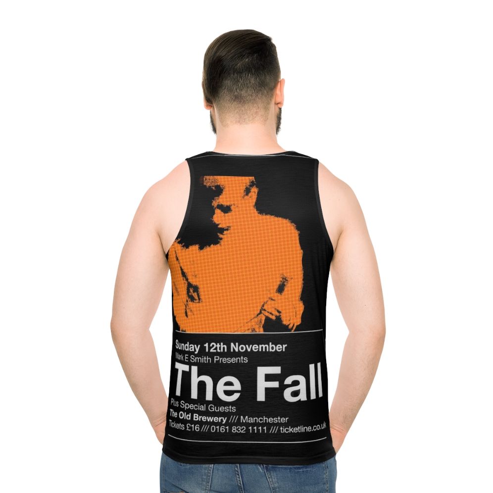 Unisex tank top with The Fall rock music inspired design - men back