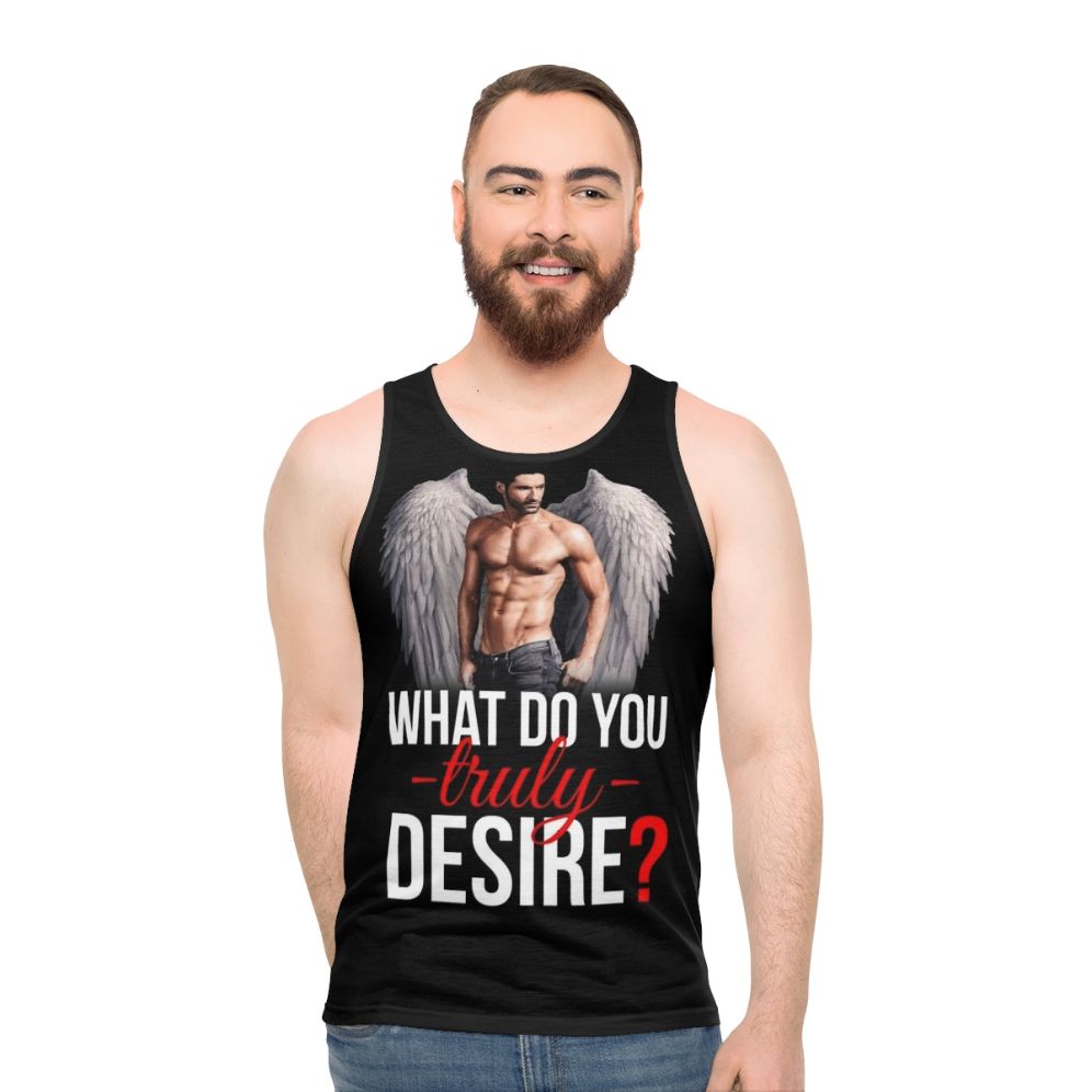 Lucifer-inspired unisex tank top with desire design - men