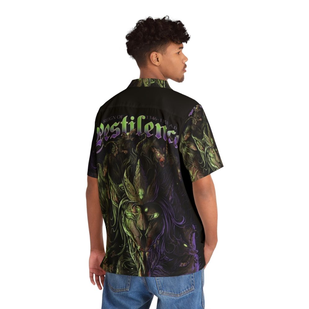 Pestilence King Hawaiian Shirt with Warhammer Fantasy Vermintide Clan Rat and Plague Knight Imagery - People Back