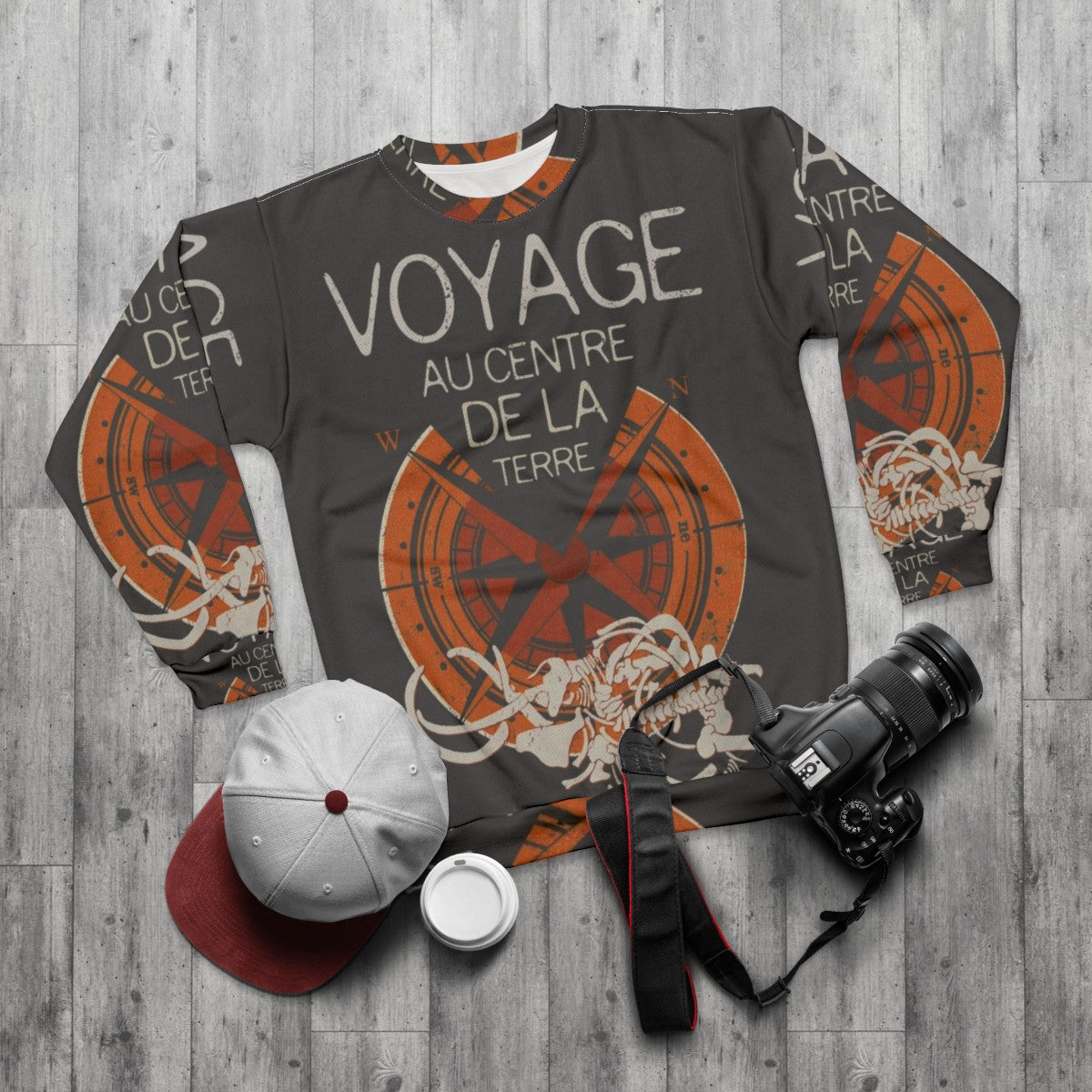 Jules Verne books collection sweatshirt - flat lay