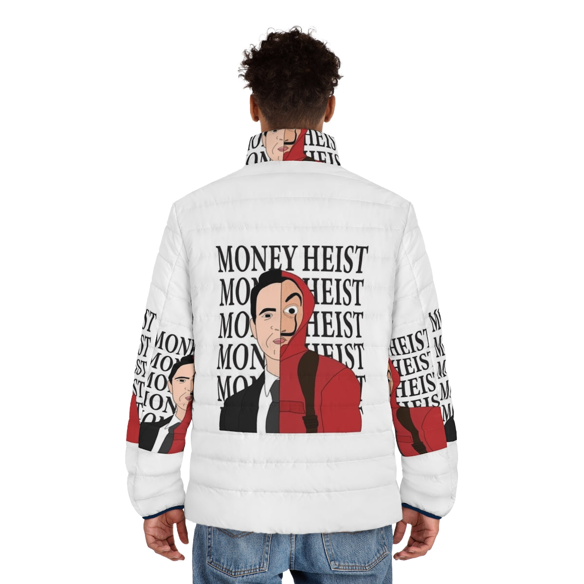 Money Heist Berlin Illustration Puffer Jacket - men back