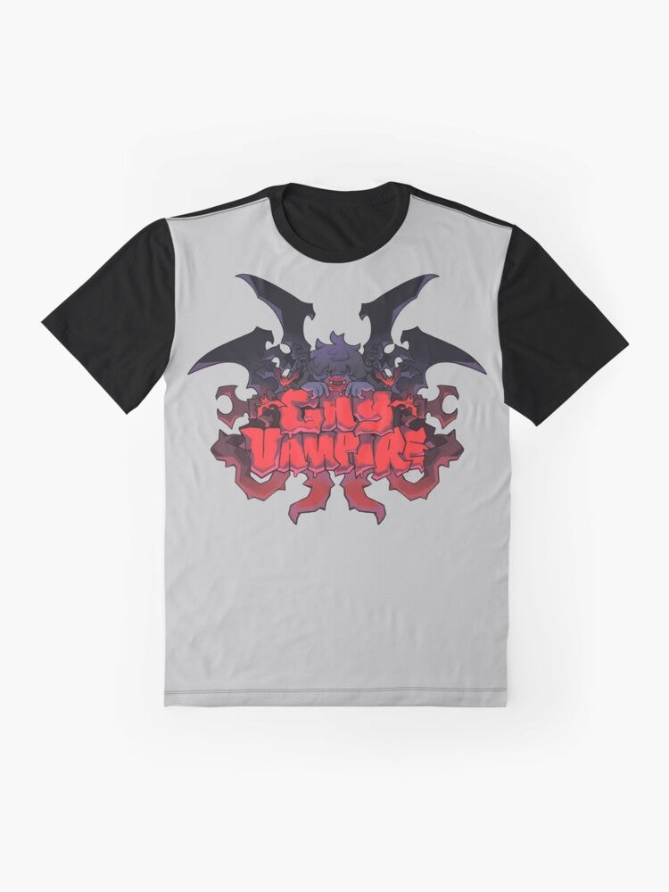 Graphic tee featuring a gothic vampire design - Flat lay