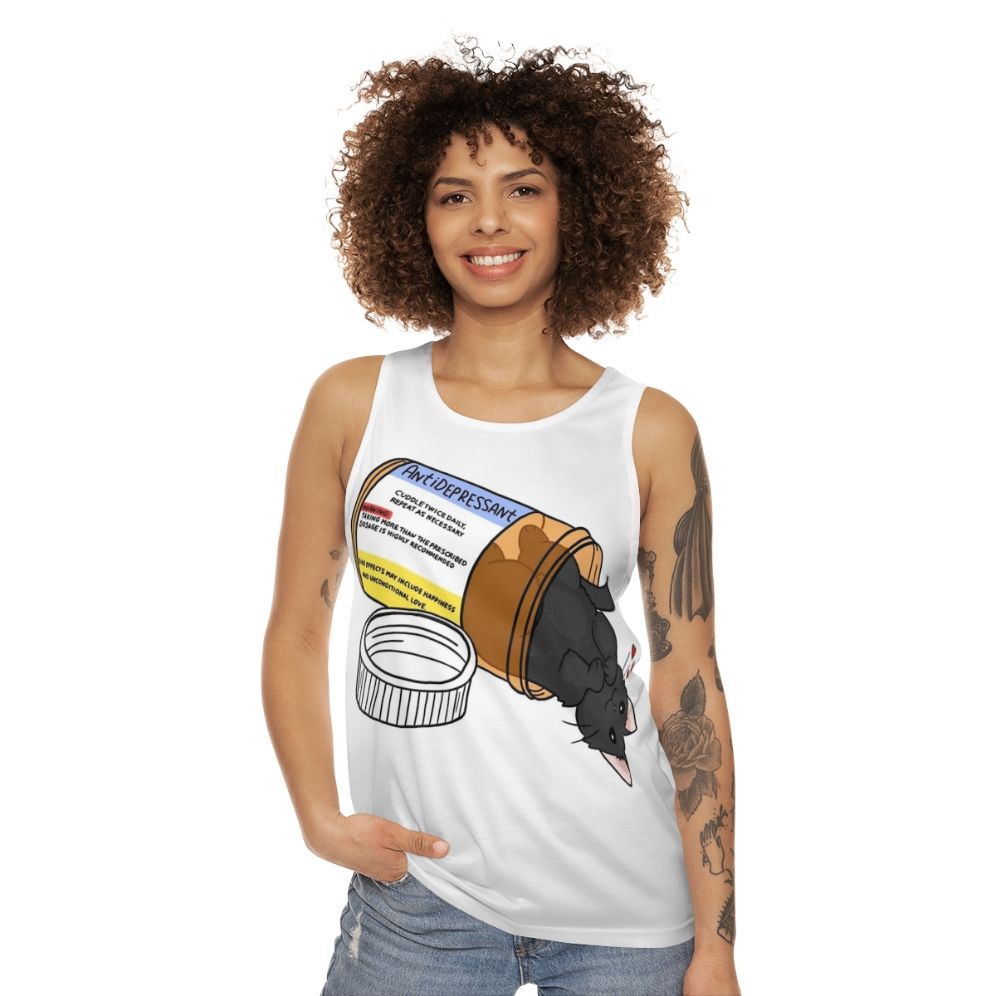 Cute Kitty Mental Health Medication Unisex Tank Top - women