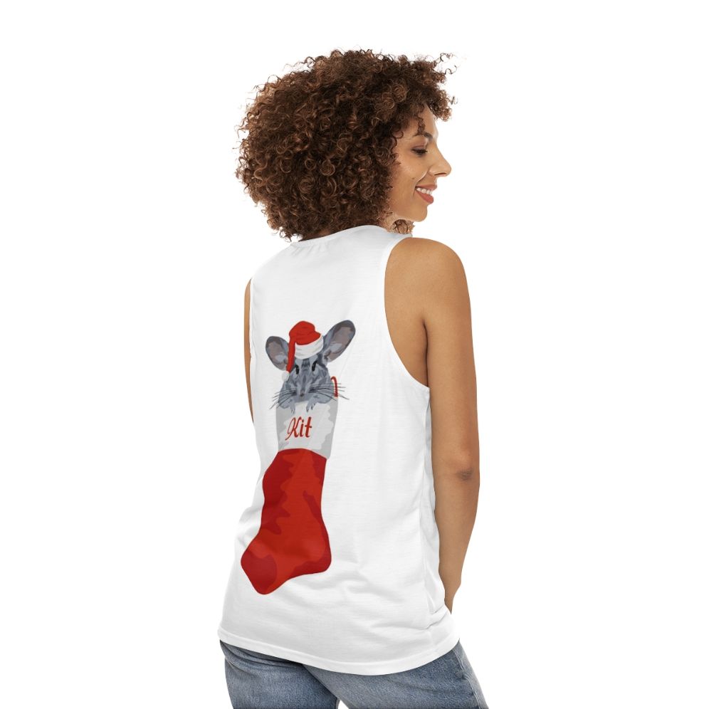 Personalized Chinchilla Christmas Stocking Unisex Tank Top - women back