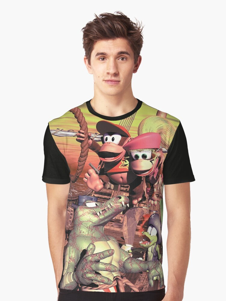 Vintage Donkey Kong Country graphic t-shirt featuring a rope design - Men