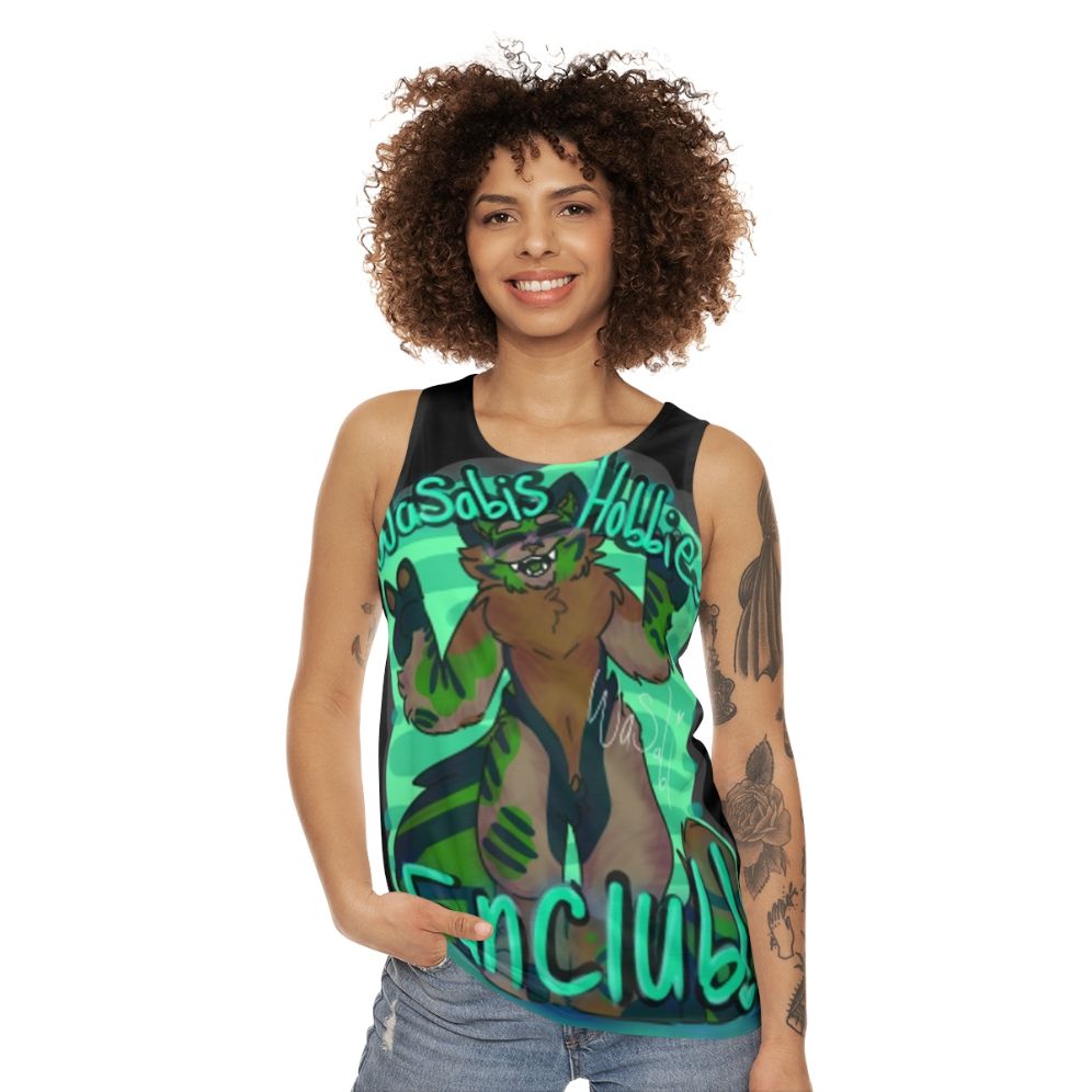 Unisex hobbies cartoon design tank top - women