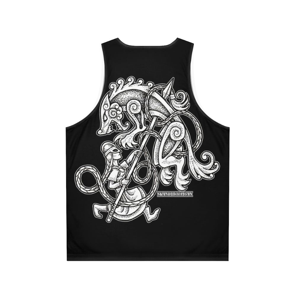 Shieldmaiden Huntress Unisex Tank Top featuring a wolf design - Back