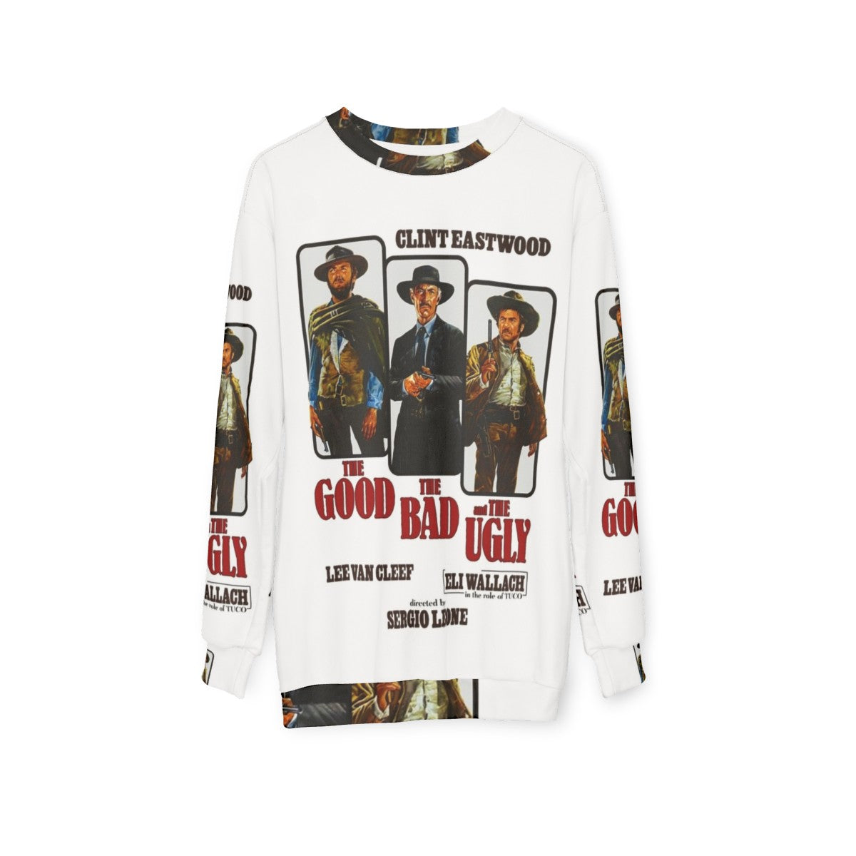 Vintage style "The Good, The Bad and The Ugly" sweatshirt featuring Clint Eastwood - hanging