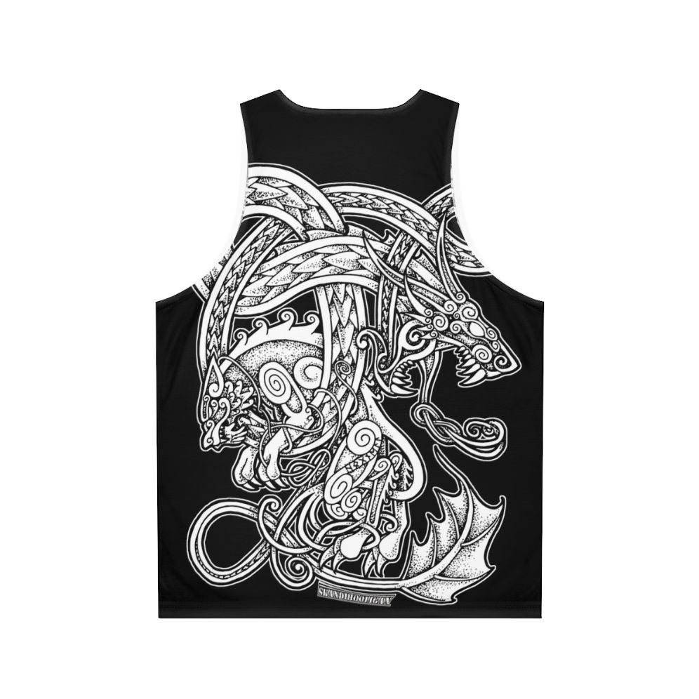 Fenrir and Jormungandr Norse Mythology Unisex Tank Top - Back