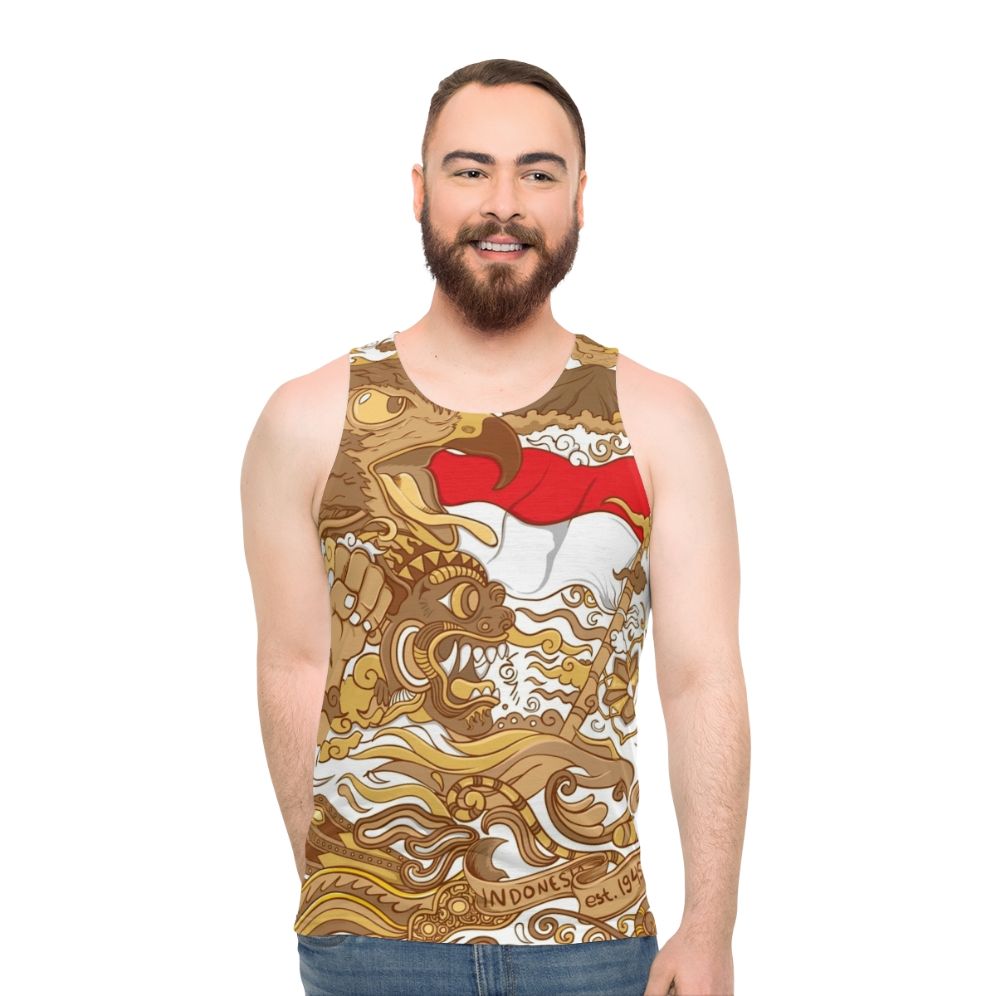 Unisex Indonesia tank top with Barong eagle design - men